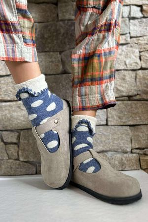 Laundry B Terry & Wool Luxury Socks Dotty Denim Stone